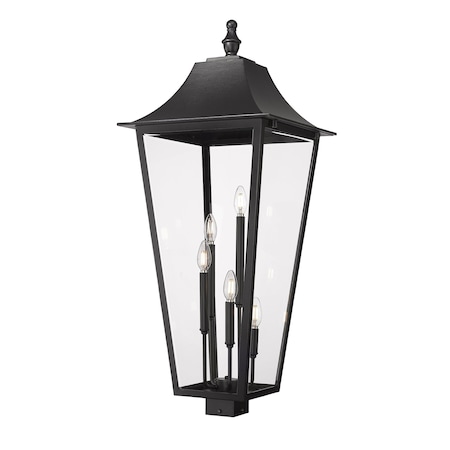 Z-Lite Gannon 5 Light Outdoor Post Mount Fixture, 16in. W x 38.75in. H, Black 5008PHXXLS-BK